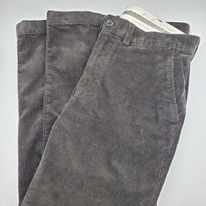 LL Bean Standard Fit Corduroy Pants Mens 32W 29L Gray Cotton Spandex